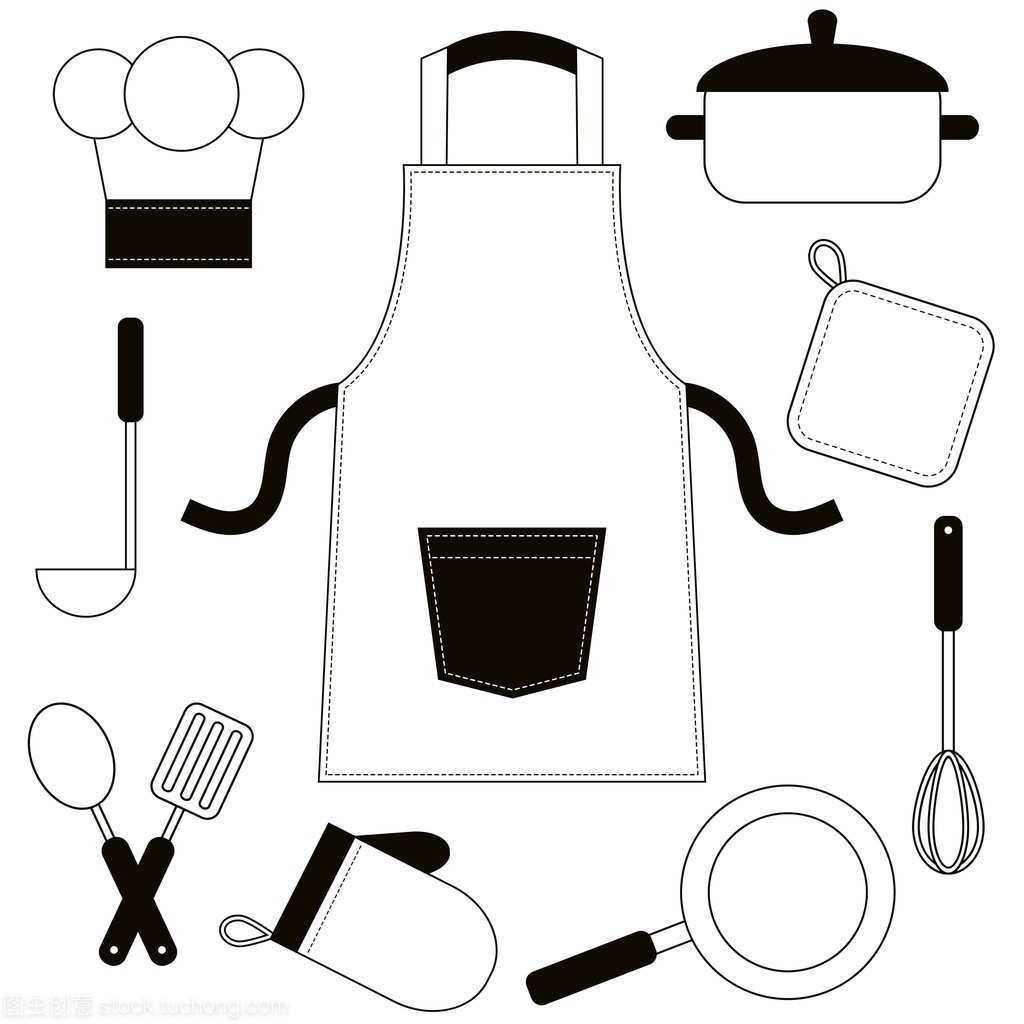 黑色和白色厨具图标